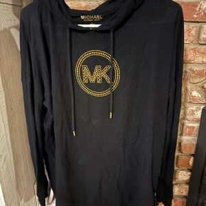 Michael Kors Black Hoodie with Gold Sparkle Logo